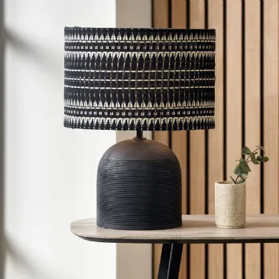 Black Wood Dome Shaped Table Lamp Base Only