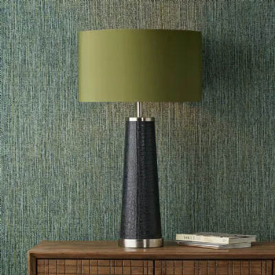 Black Croc Leather and Silver Conical Table Lamp Base Only