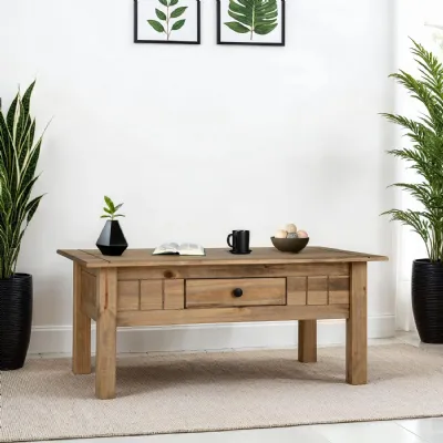 Panama 1 Drawer Coffee Table Natural Wax