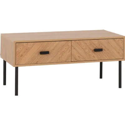 Leon 2 Drawer Coffee Table Medium Oak Effect