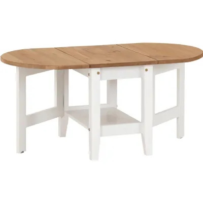 Santos Drop Leaf Coffee Table White Distressed Waxed Pine