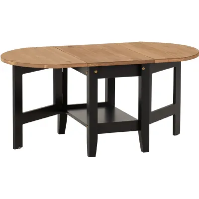 Santos Drop Leaf Coffee Table Black Distressed Waxed Pine