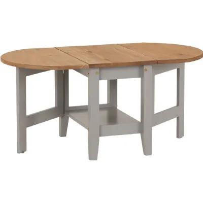 Santos Drop Leaf Coffee Table Grey Slate Distressed Waxed Pine