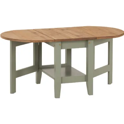 Santos Drop Leaf Coffee Table Green Distressed Waxed Pine