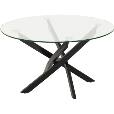 Sheldon Round Coffee Table Clear Glass Black