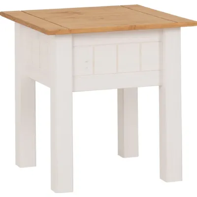 Panama Lamp Table White Natural Wax