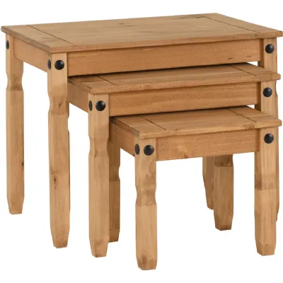 Corona Nest Of Tables Distressed Waxed Pine