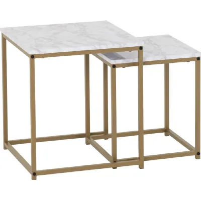 Dallas Nest of 2 Tables Marble Gold Effect