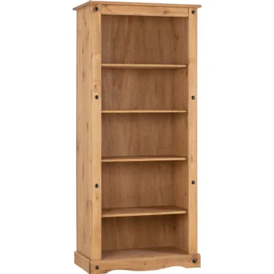 Corona Tall Bookcase Distressed Waxed Pine