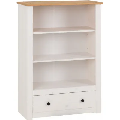Panama 1 Drawer Bookcase White Natural Wax