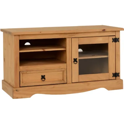 Corona Entertainment Unit Distressed Waxed Pine Glass