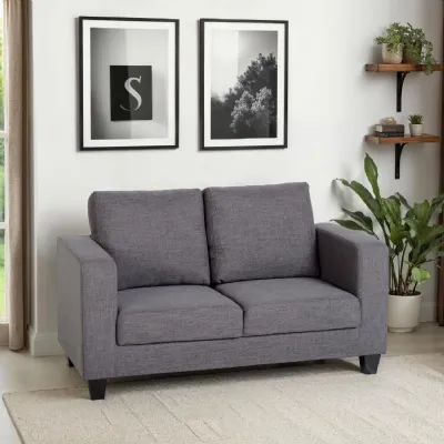 Grey Fabric 2 Seater Standard Back Sofa