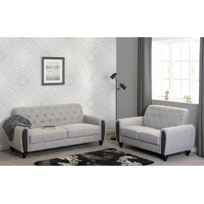 Light Grey Fabric Upholstered 3+2 Sofa Set