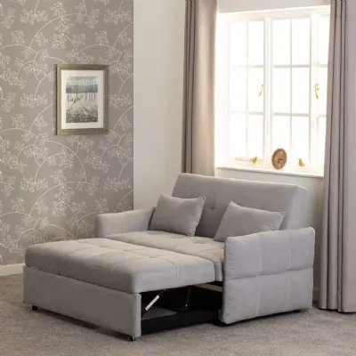 Silver Grey Fabric 2 Seater Sofa Bed