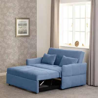 Blue Fabric 2 Seater Sofa Bed