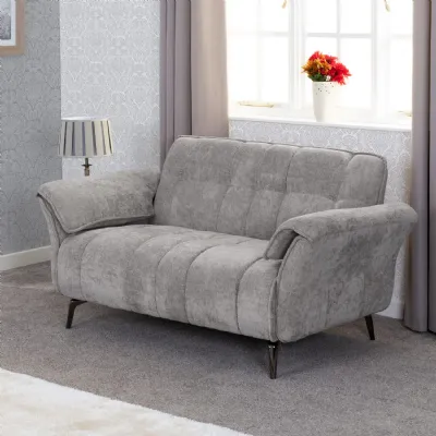 Grey Fabric 2 Seater Standard Back Sofa with Padded Arms