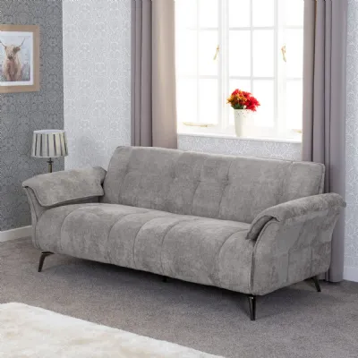 Grey Fabric 3 Seater Standard Back Sofa with Padded Arms