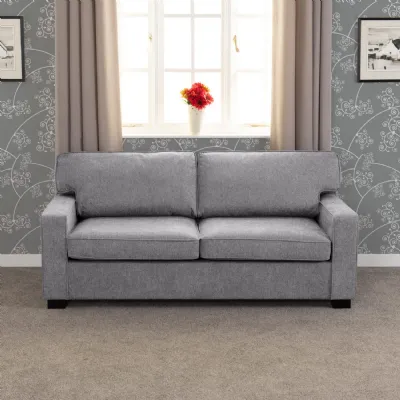 Light Grey Fabric 3 Seater Sofa Bed with Wooden Feet