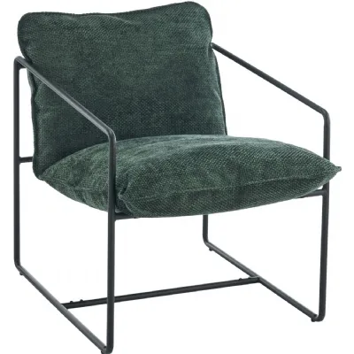 Tivoli Occasional Chair Black Metal Green Fabric