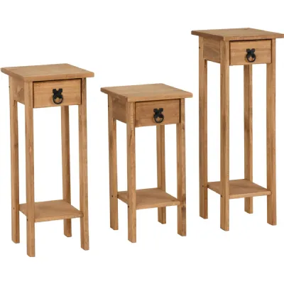 Corona Plant Stands (Set of 3) Distressed Waxed Pine