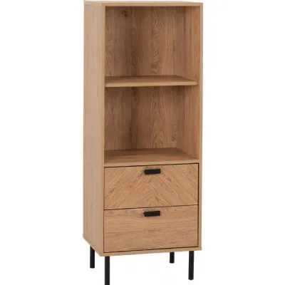 Leon 2 Drawer 2 Shelf Cabinet Medium Oak Effect