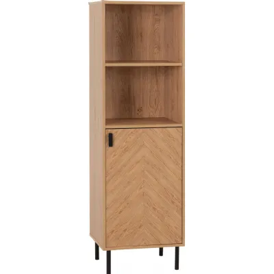 Leon 1 Door 2 Shelf Cabinet Medium Oak Effect