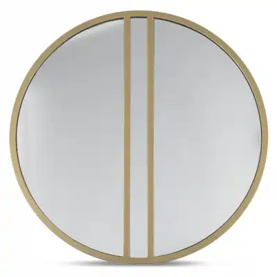 Large Gold Brass Finish Round Wall Mirror
