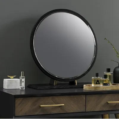 Peppercorn Black Round Frame Vanity Dressing Table Mirror