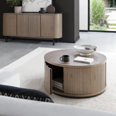 Grey Oiled Oak Peppercorn Round Coffee Table