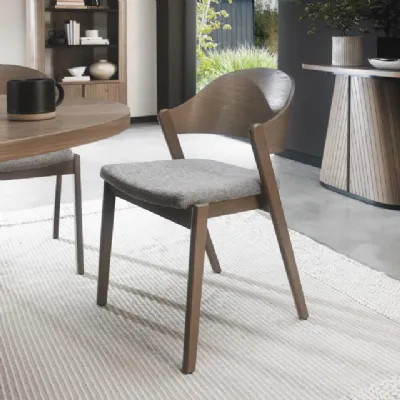 Grey Oiled Oak Carved Back Dining Chair Grey Fabric Seat