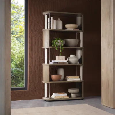 Grey Oiled Oak Tall Open Display Bookcase Unit