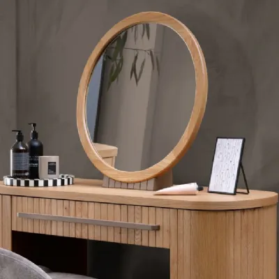 Knotty Oak and Weathered Oak Framed Round Vanity Mirror