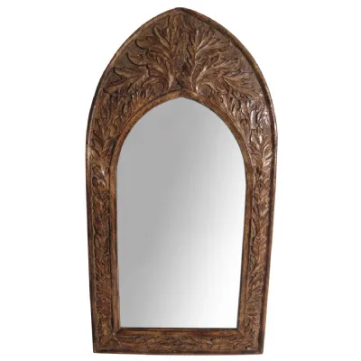 Mango Wood Gothic Mirror Leaf Design Small 61cm