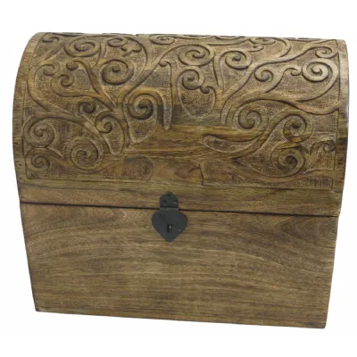 40cm Mango Wood Tree Of Life Design Wine Box (Holds 6)