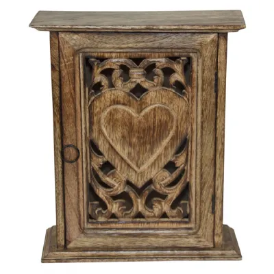 Mango Wood Heart Key Box 30.5cm