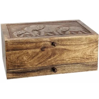 Mango Wood Elephant Vanity Box 33cm