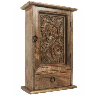 Mango Wood Key Box with Drawer 39cm