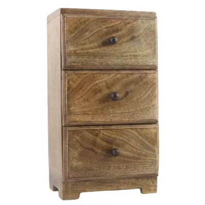 Mango Wood 3 Drawer Plain Chest 28.5cm