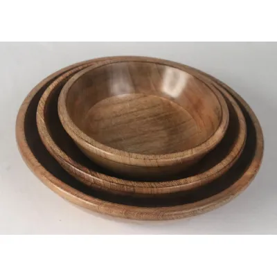 Mango Wood Set of 3 Round Bowls