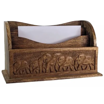 Mango Wood Elephant Letter Rack 33.3cm