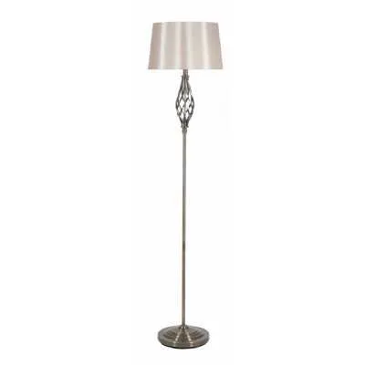 Antique Brass Metal Twist Detail Floor Lamp