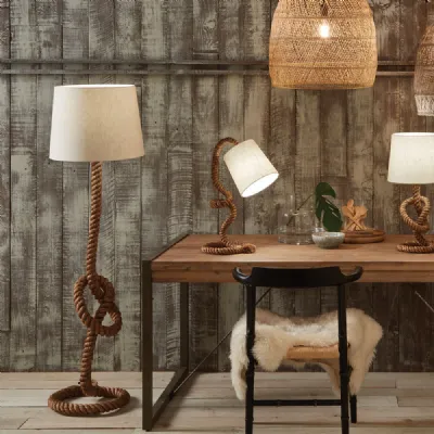Rope Knot Design Jute Floor Lamp Cotton Shade