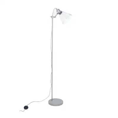 Concrete Round Base Chrome Tall Floor Lamp