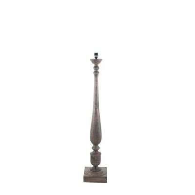 Grey Rustic Turned Wood Traditional Floor Lamp Base