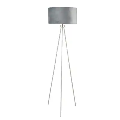 Slim Grey Tripod Floor Lamp Silver Finish