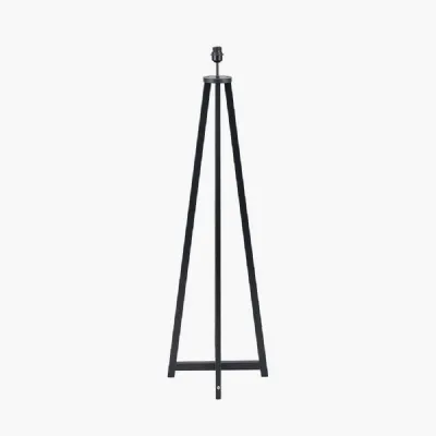 Matt Black Wood Tapered 4 Post Floor Lamp