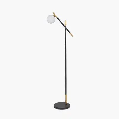 White Orb and Black Metal Floor Lamp