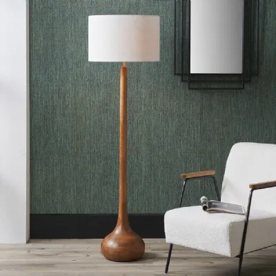 Tall Neck Mango Wood Shaped Floor Lamp Oiled Finish