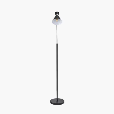 Benedict Black and Brushed Silver Metal Floor Lamp