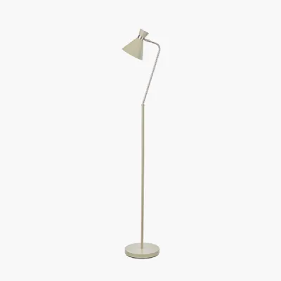 Benedict Sage and Brushed Silver Metal Floor Lamp